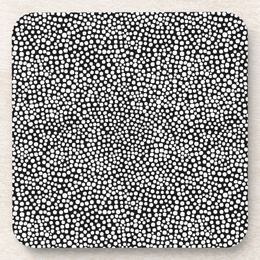 Dessous-de-verre Points aléatoires - Blanc sur Noir (Devant)