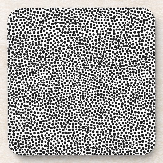 Dessous-de-verre Points aléatoires - Noir sur Blanc (Devant)