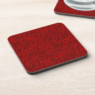 Dessous-de-verre Points aléatoires - Noir sur Rouge