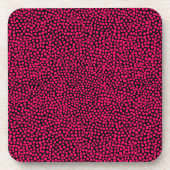 Dessous-de-verre Points aléatoires - Rouge néon sur noir (Devant)