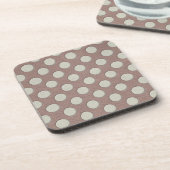 Dessous-de-verre Points blancs sur impression cuir taupe (Côté gauche)