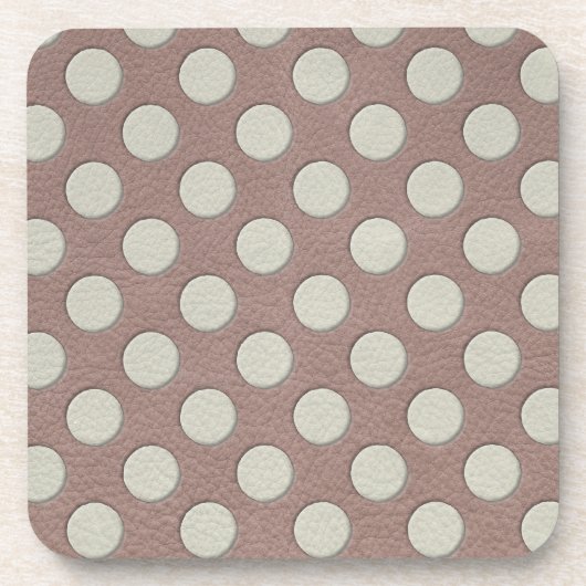 Dessous-de-verre Points blancs sur impression cuir taupe (Devant)