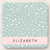 Dessous-de-verre Points Dalmatiens verts, Spots, Votre Nom (Devant)