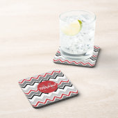 Dessous-de-verre Points décorés d'un monogramme noirs gris rouges (Côté Droit)