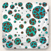 Dessous-de-verre Points Leopard Brown et Turquoise PrintPolka (Devant)