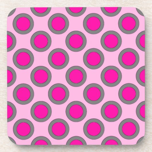 Dessous-de-verre Points tournés, fuchsia, gris et rose (Devant)