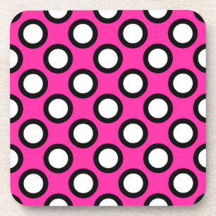 Dessous-de-verre Points tournés, fuchsia, noir et blanc