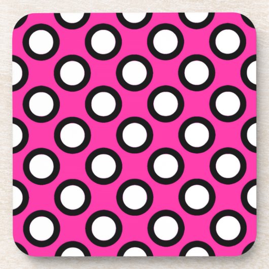 Dessous-de-verre Points tournés, fuchsia, noir et blanc (Devant)