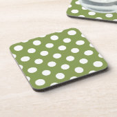 Dessous-de-verre Pois blancs sur vert olive (Côté gauche)