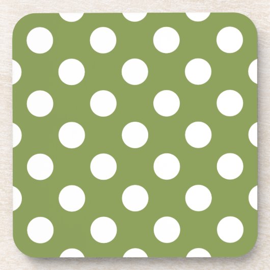 Dessous-de-verre Pois blancs sur vert olive (Devant)
