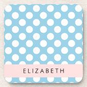 Dessous-de-verre Pois Bleus, Motif Polka Dot, Votre Nom (Devant)