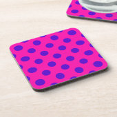 Dessous-de-verre Pois bleus sur fuchsia (Côté gauche)