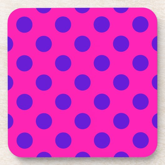 Dessous-de-verre Pois bleus sur fuchsia (Devant)