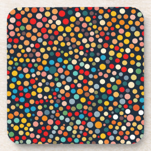 Dessous-de-verre Pois colorés sur Arrière - plan foncé