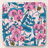 Dessous-de-verre Pois doux et bourdons, rose et bleu (Devant)