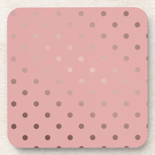 Dessous-de-verre pois élégants faux rose or rose (Devant)