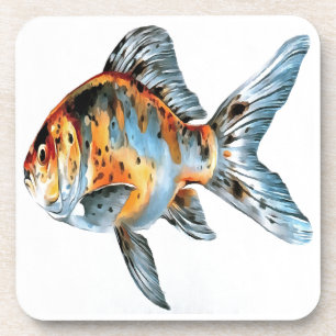 Dessous-de-verre Poisson d'or bleu et orange Shubunkin