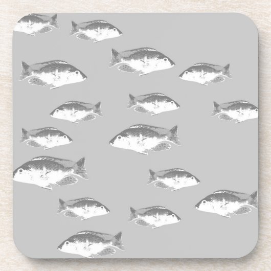 Dessous-de-verre Poisson gris monochrome (Devant)