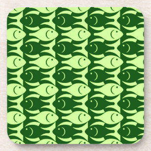 Dessous-de-verre Poisson moderne du milieu du siècle, chaux et vert