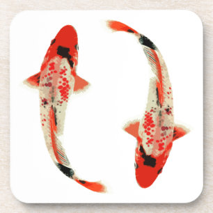 Dessous-de-verre Poisson rouge, blanc et noir Koi