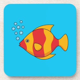 Dessous-de-verre Poisson rouge orange tropical