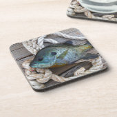 Dessous-de-verre Poisson rouge sur quai et corde (Côté gauche)