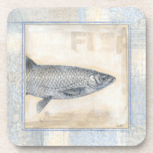 Dessous-de-verre Poissons gris sur l'arrière - plan beige