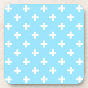 Dessous-de-verre Polka blanche croise sur bleu bébé
