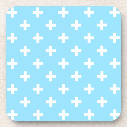 Dessous-de-verre Polka blanche croise sur bleu bébé (Devant)