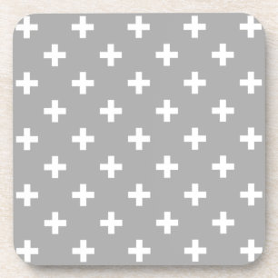 Dessous-de-verre Polka blanche croise sur gris