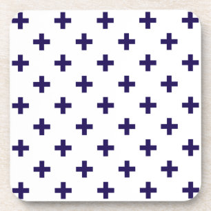 Dessous-de-verre Polka bleu marine croise sur blanc