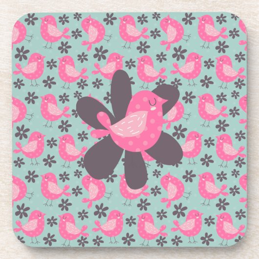 Dessous-de-verre Polka Dot Birds and Flowers (Devant)