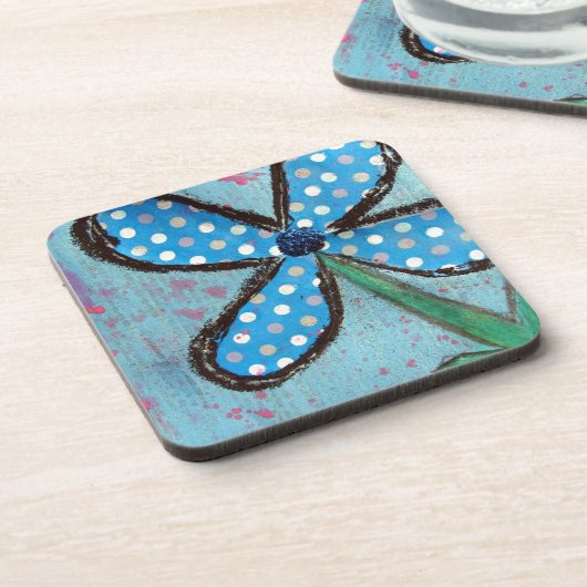 Dessous-de-verre Polka Dot Fleur multimédia mixte (Côté gauche)