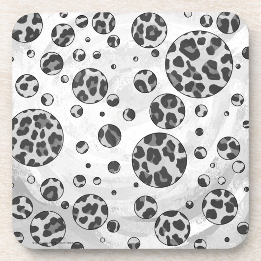 Dessous-de-verre Polka Dot Leopard Design noir et blanc (Devant)