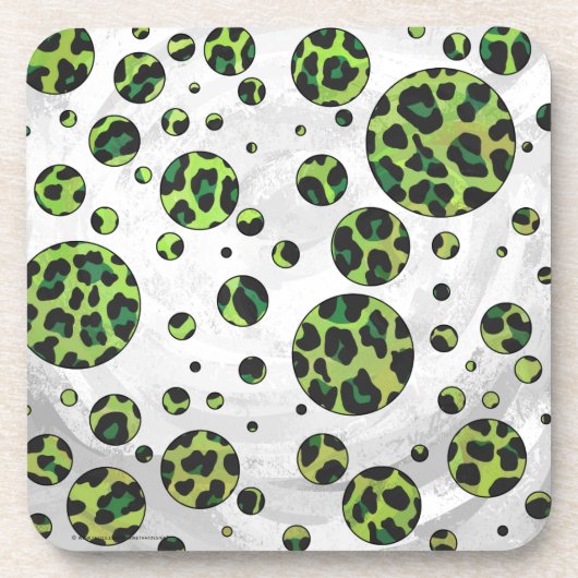 Dessous-de-verre Polka Dot Leopard noir et vert (Devant)