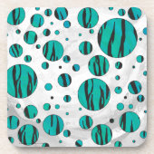Dessous-de-verre Polka Dot Tiger noir et Turquoise (Devant)