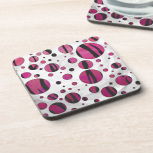 Dessous-de-verre Polka Dot Tiger rose chaud et noir