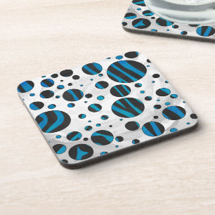 Dessous-de-verre Polka Dot Zebra Black and Blue Pattern