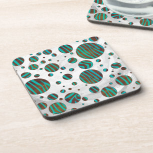 Dessous-de-verre Polka Dot Zebra Brown et Turquoise