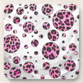 Dessous-de-verre Polka Leopard Pot noir et rose chaud (Devant)