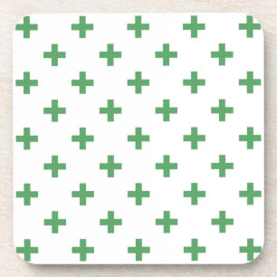 Dessous-de-verre Polka verte croise sur blanc