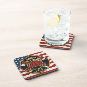 Dessous-de-verre Pompier Secourt incendie Département USA Drapeau p (Côté Droit)