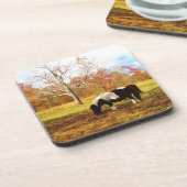 Dessous-de-verre Poney miniature noir et blanc / Cheval (Côté gauche)