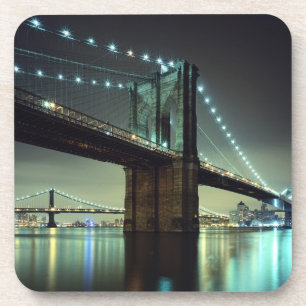 Dessous-de-verre Pont de Brooklyn au pont de Manhattan de nuit