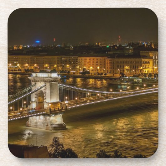 Dessous-de-verre Pont de la chaîne de Budapest la nuit (Devant)