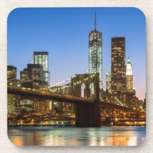 Dessous-de-verre Pont de Manhattan et de Brooklyn au crépuscule