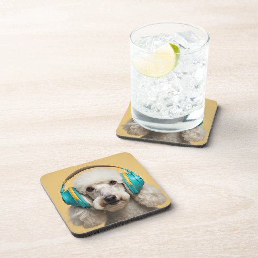 Dessous-de-verre Poodé avec casque (Côté Droit)