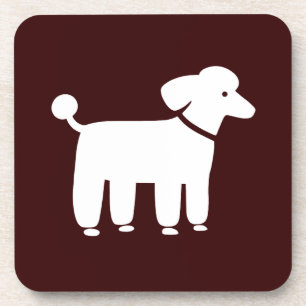 Dessous-de-verre Poodle Blanc avec Fond de Couleur Personnalisé