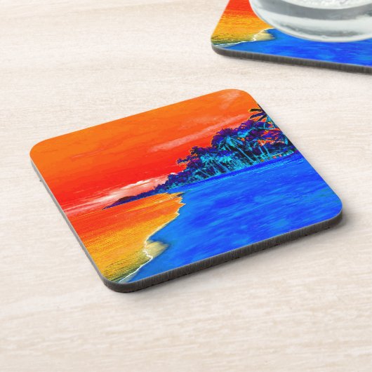 Dessous-de-verre Pop Art Plage Exotique Palmiers (Côté gauche)