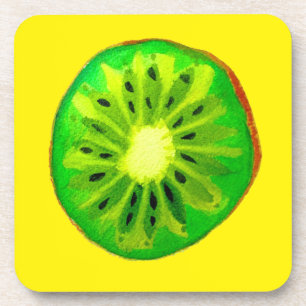 Dessous-de-verre Pop art vif kiwi fruit original aquarelle